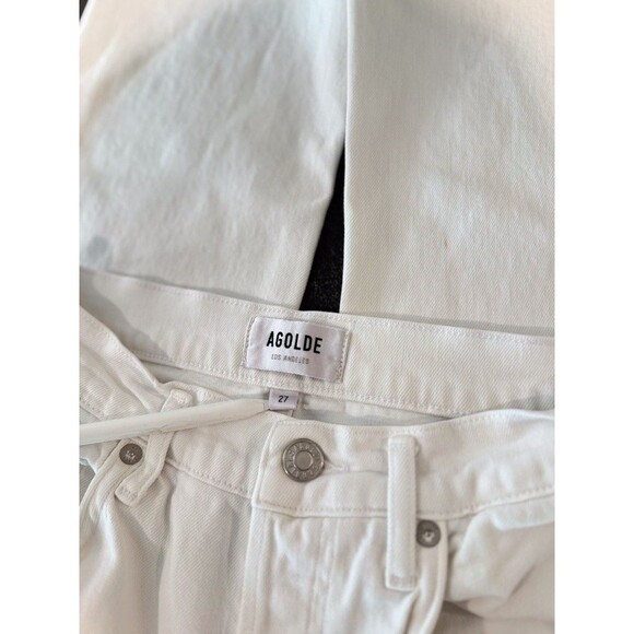 AGOLDE Womens Jeans White Riley High Rise Straight Crop Denim Button Fly Size 27 - Picture 6 of 14